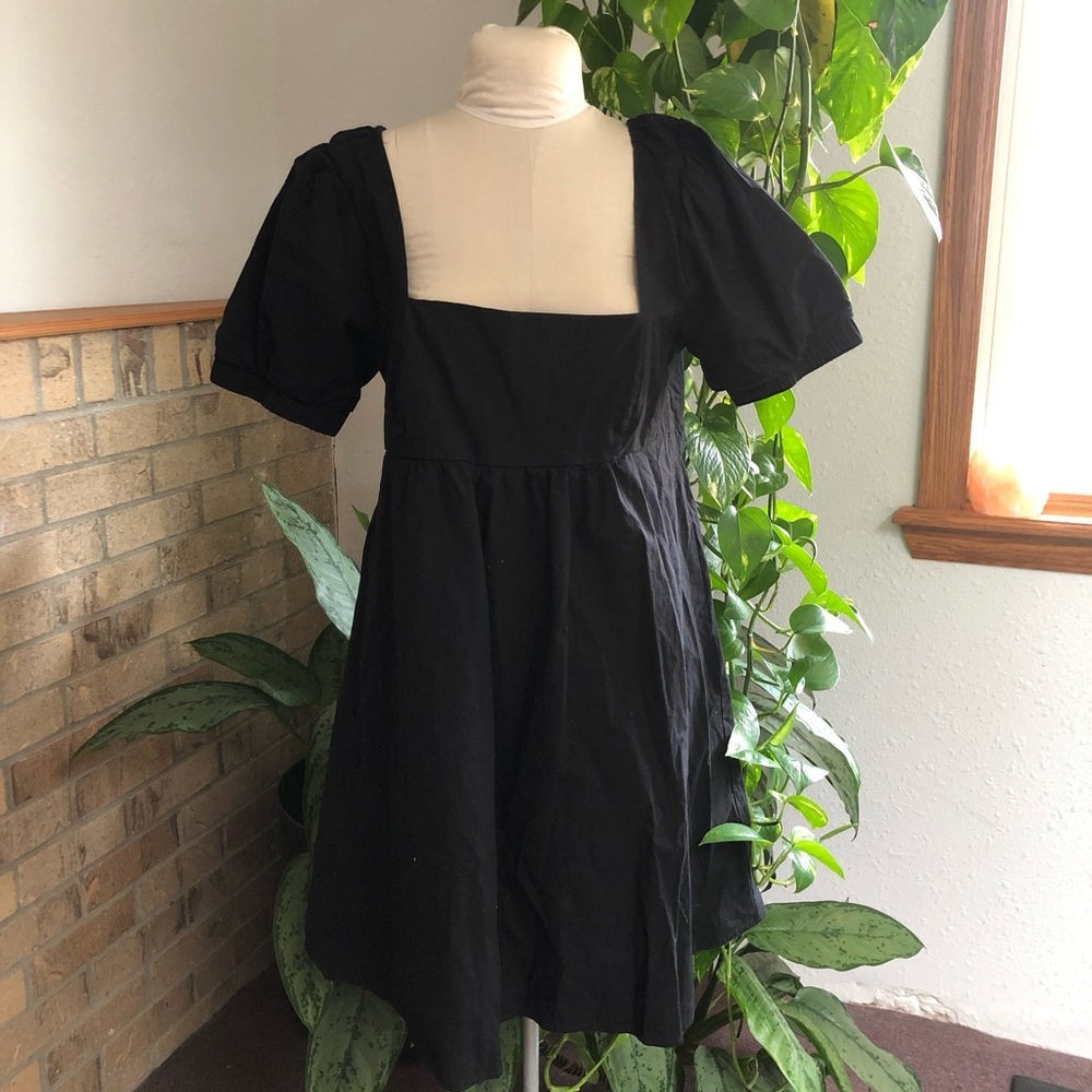 Black Puff Sleeve Babydoll Dress